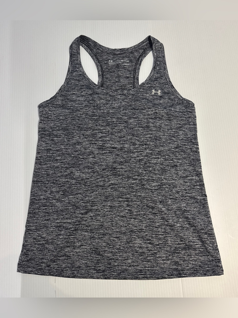 Under Armour UA Tech Twist Racerback Tank Black Gray Heather Gym Small Workout